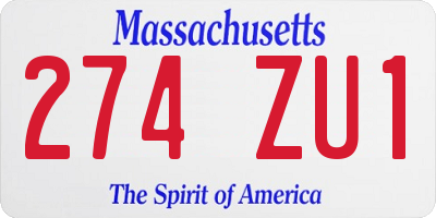 MA license plate 274ZU1