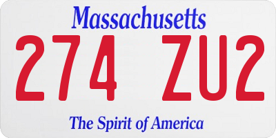 MA license plate 274ZU2