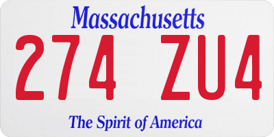 MA license plate 274ZU4
