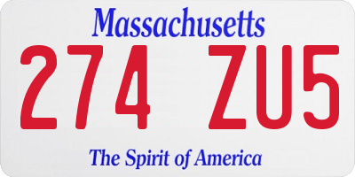 MA license plate 274ZU5