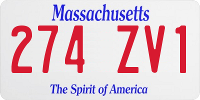 MA license plate 274ZV1
