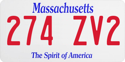 MA license plate 274ZV2