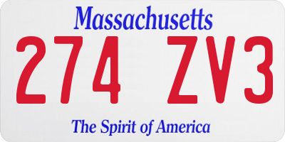 MA license plate 274ZV3