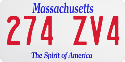 MA license plate 274ZV4