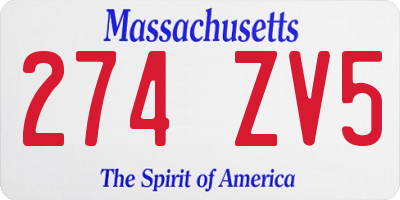 MA license plate 274ZV5
