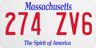 MA license plate 274ZV6