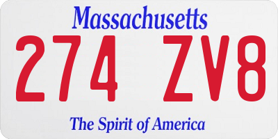 MA license plate 274ZV8