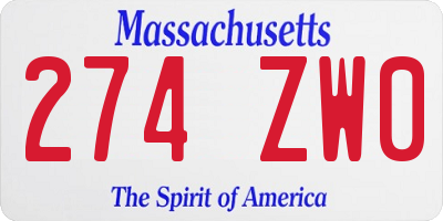 MA license plate 274ZW0