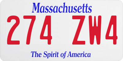 MA license plate 274ZW4