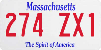 MA license plate 274ZX1