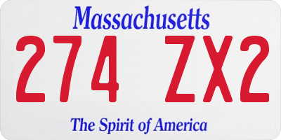 MA license plate 274ZX2