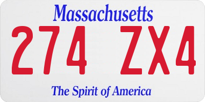MA license plate 274ZX4