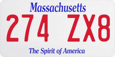 MA license plate 274ZX8
