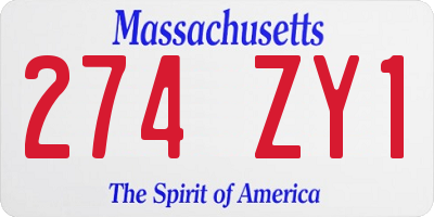 MA license plate 274ZY1