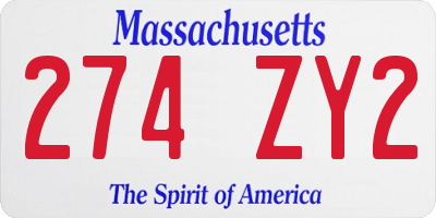 MA license plate 274ZY2