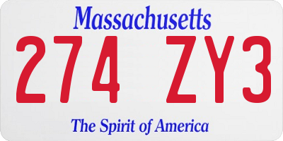 MA license plate 274ZY3