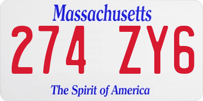 MA license plate 274ZY6