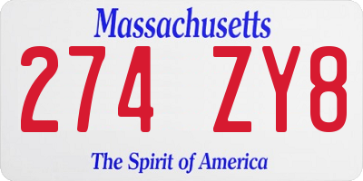 MA license plate 274ZY8