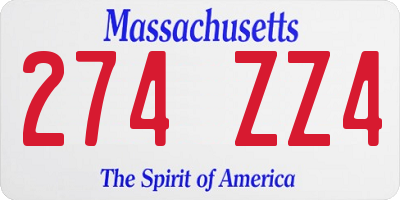 MA license plate 274ZZ4