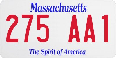 MA license plate 275AA1
