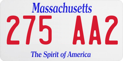 MA license plate 275AA2