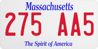 MA license plate 275AA5