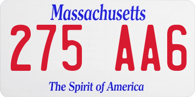 MA license plate 275AA6