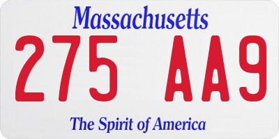 MA license plate 275AA9