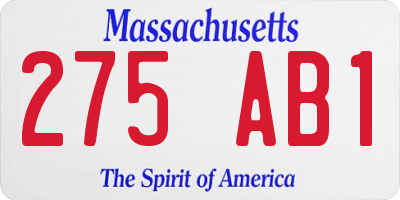 MA license plate 275AB1