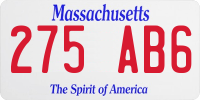 MA license plate 275AB6