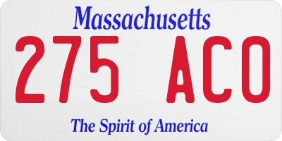 MA license plate 275AC0