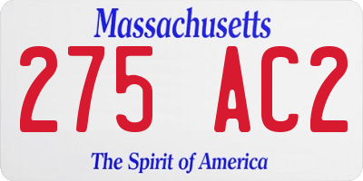 MA license plate 275AC2