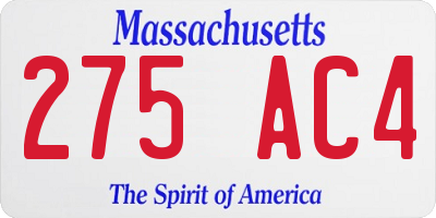 MA license plate 275AC4