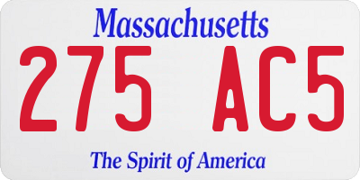 MA license plate 275AC5