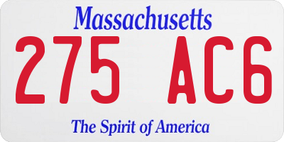 MA license plate 275AC6