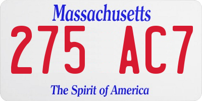 MA license plate 275AC7