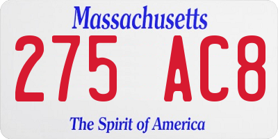 MA license plate 275AC8