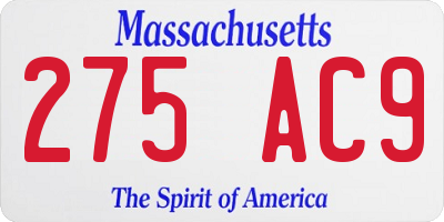 MA license plate 275AC9