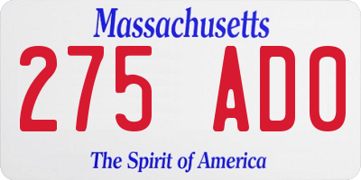 MA license plate 275AD0