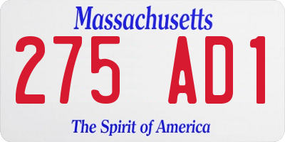 MA license plate 275AD1