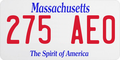 MA license plate 275AE0