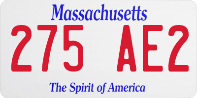 MA license plate 275AE2