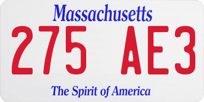 MA license plate 275AE3