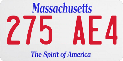 MA license plate 275AE4