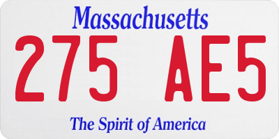 MA license plate 275AE5