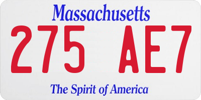 MA license plate 275AE7