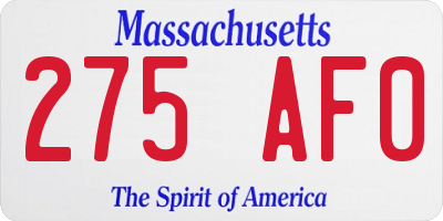 MA license plate 275AF0