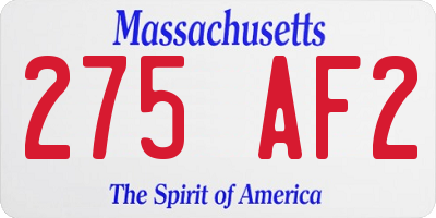 MA license plate 275AF2