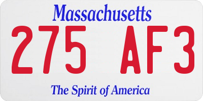 MA license plate 275AF3