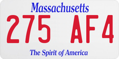 MA license plate 275AF4